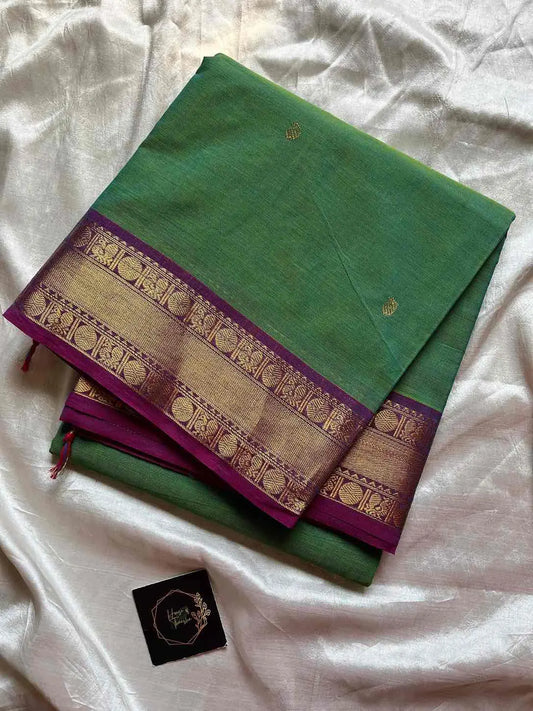 Vintage Loom Edit | Green Kanchi Cotton Saree