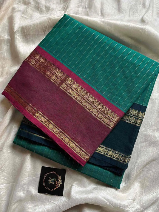Zari Edition | Teal Blue Kanchi Cotton Saree