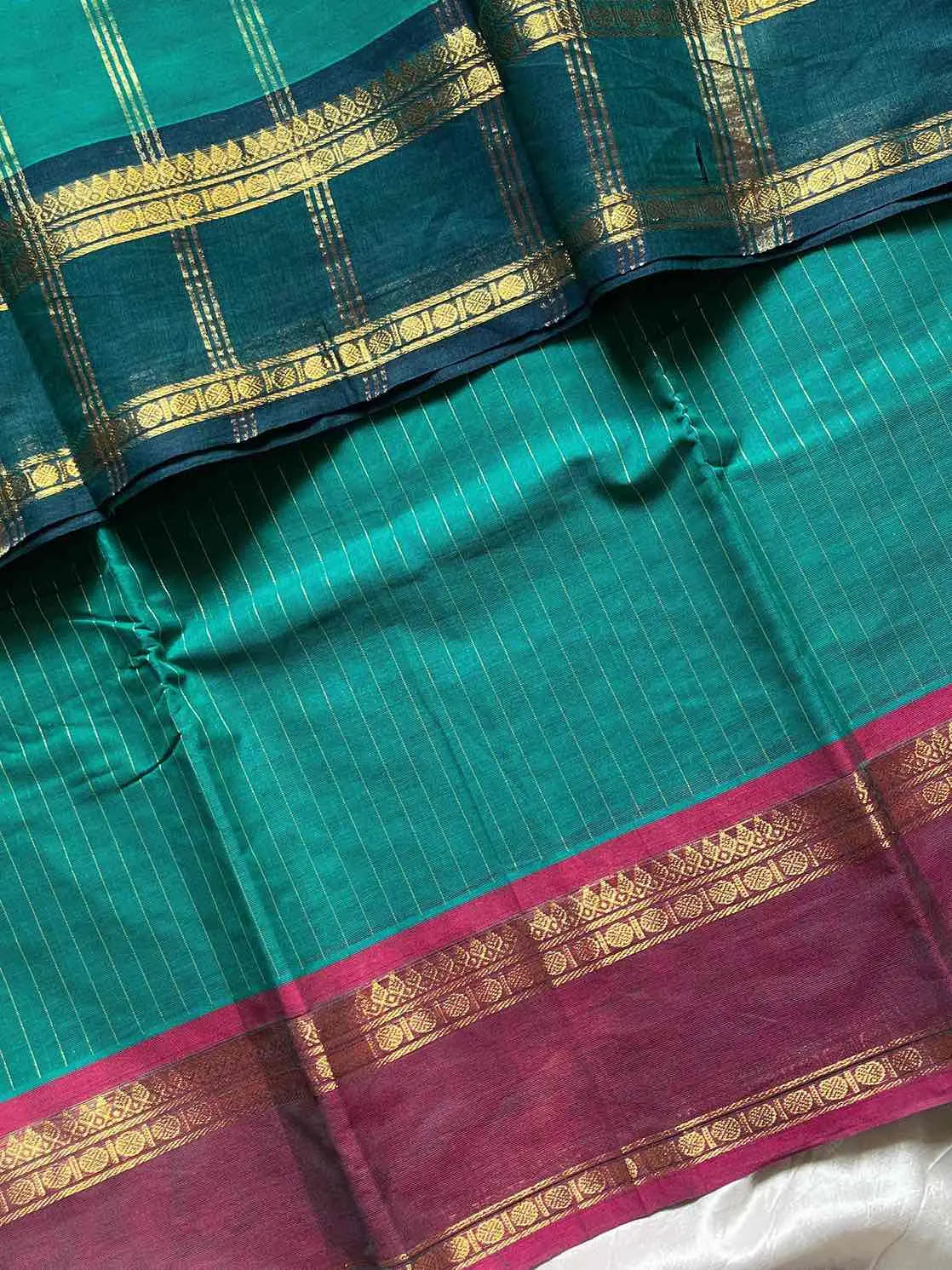 Zari Edition | Teal Blue Kanchi Cotton Saree